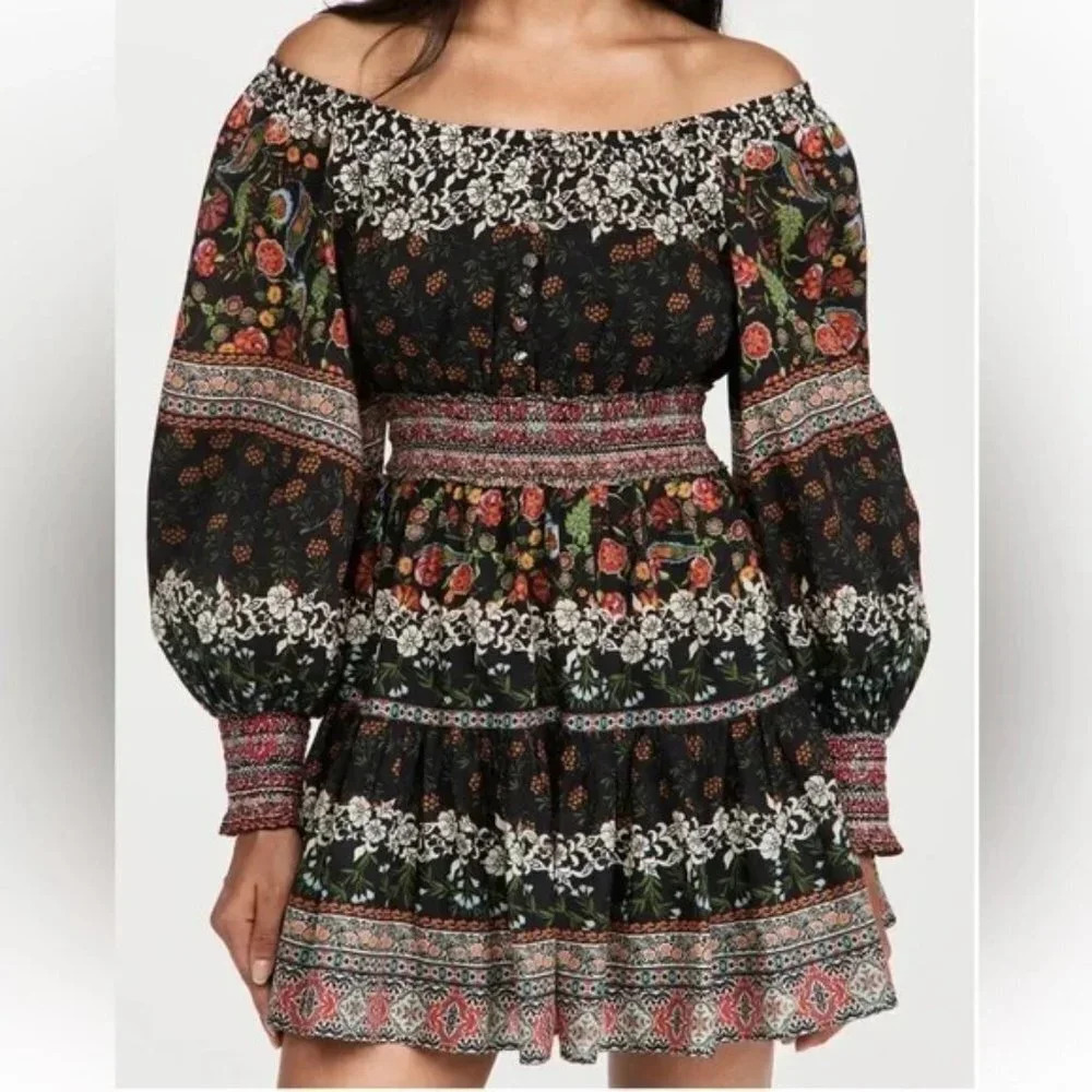 Alice + Olivia Clementina Black Floral Mini Dress $495